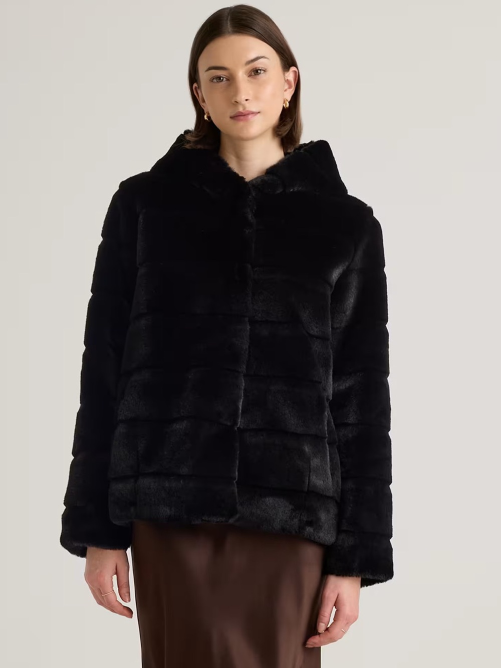 Quince Hooded Faux Fur Jacket